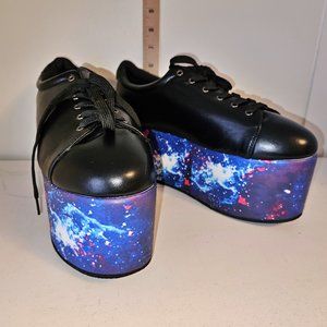 Hot Topic Black Galaxy Platform Sneakers Women's Size 10 ~ NEW!